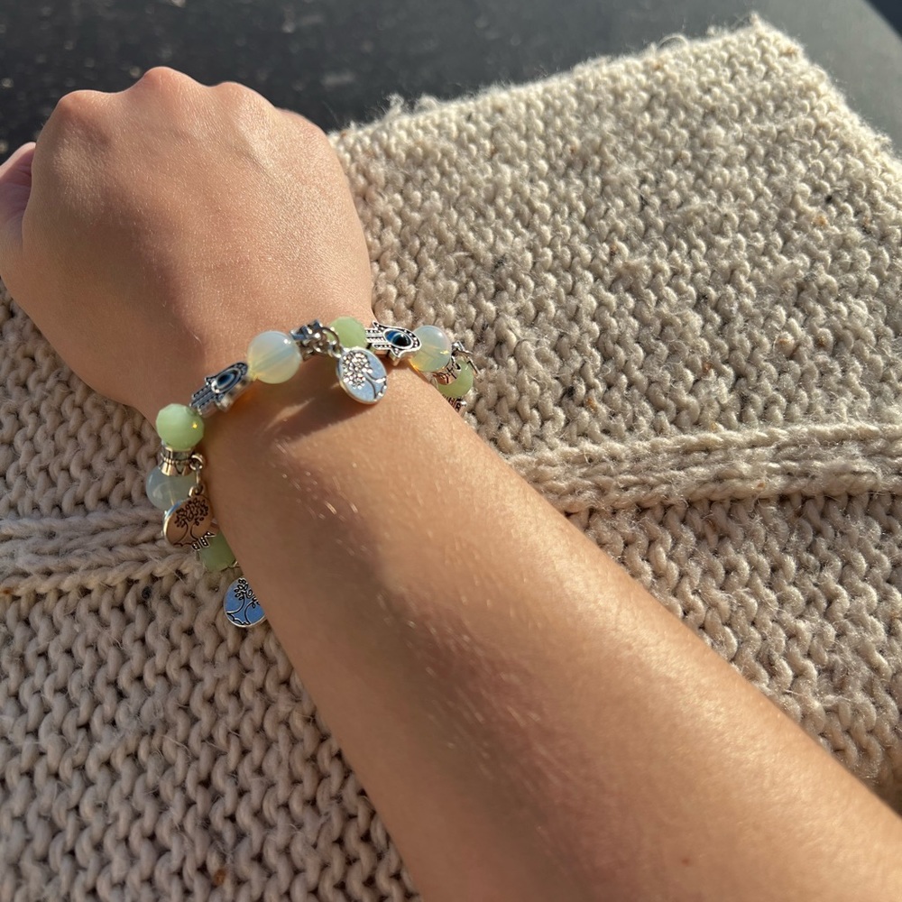 Green and Blue Evil Eye Bracelet